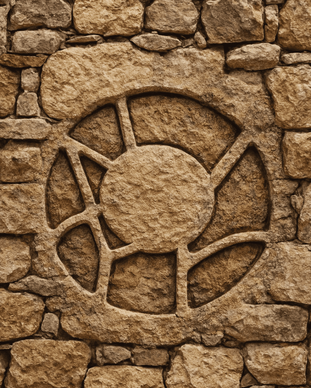 Carved stone emblem at The Courtyard